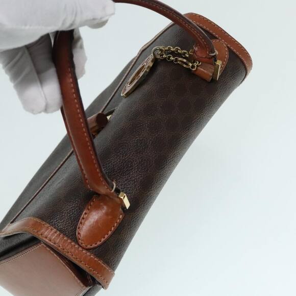 CELINE Macadam Canvas Hand Bag Pvc Leather Brown Gold - Picture 7 of 13